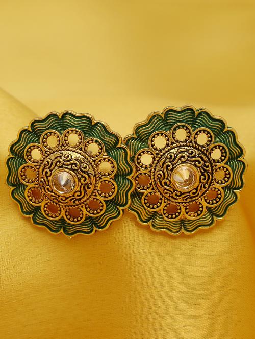 green gold plated studs earring - 16697971 - Very Small Image - 1