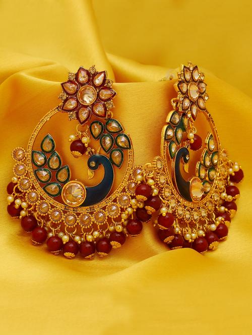 red gold plated chandballi earring - 16698042 - Very Small Image - 1