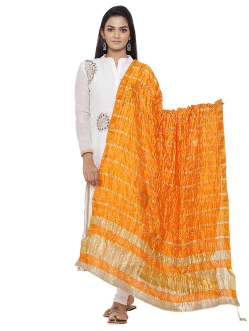 orange gota patti bandhani print dupatta - 16698271 - Very Small Image - 1