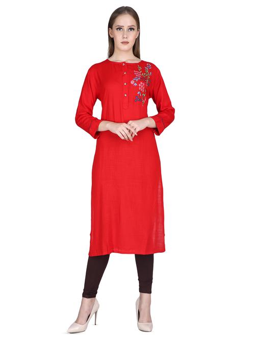 embroidered straight kurta - 16698645 - Very Small Image - 1