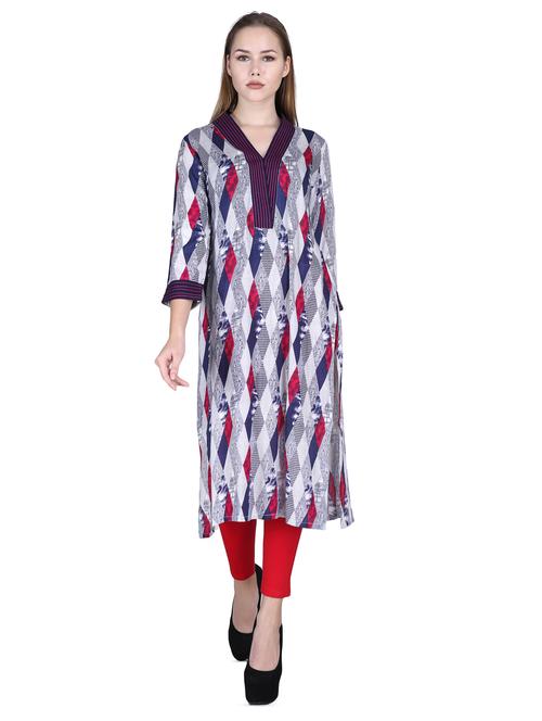 abstract printed straight kurta - 16698661 - Very Small Image - 1