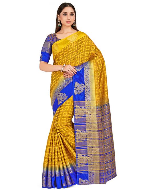 geometrical banarasi saree with blouse - 16699120 - Very Small Image - 1