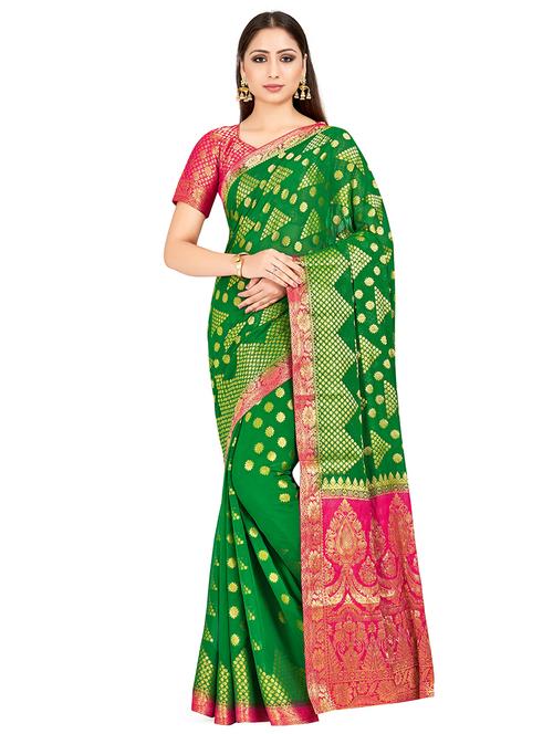 geometrical banarasi saree with blouse - 16699123 - Very Small Image - 1