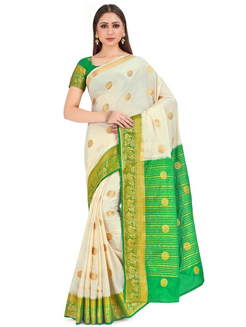 floral mysore silk saree with blouse - 16699140 - Very Small Image - 1