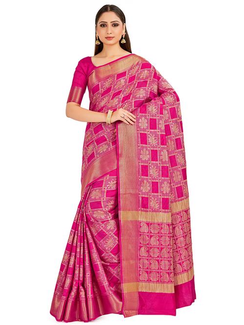 floral banarasi saree with blouse - 16699161 - Very Small Image - 1