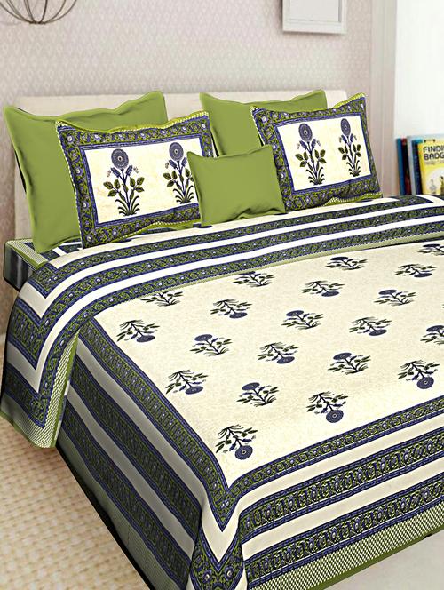 cotton printed king king size bed sheet with 2 pillow covers - 16699411 - Very Small Image - 1