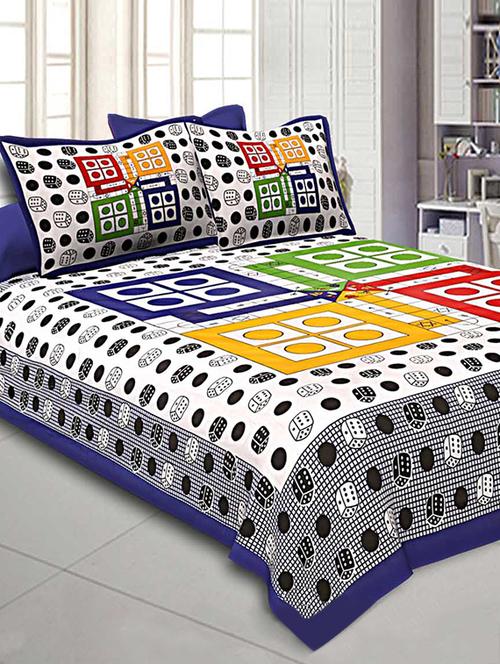 cotton printed king king size bed sheet with 2 pillow covers - 16699415 - Very Small Image - 1