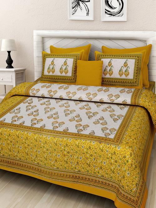 cotton printed king king size bed sheet with 2 pillow covers - 16699416 - Very Small Image - 1