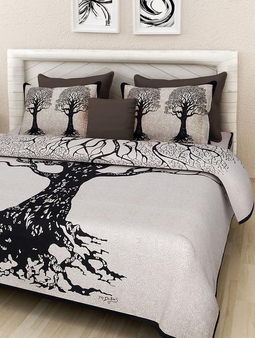 cotton printed king king size bed sheet with 2 pillow covers - 16699430 - Very Small Image - 1