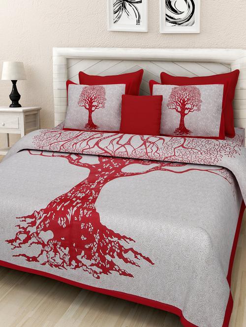 cotton printed king king size bed sheet with 2 pillow covers - 16699433 - Very Small Image - 1