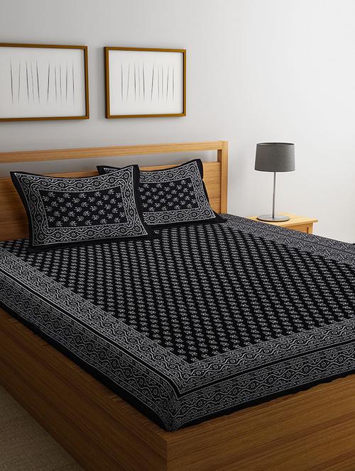cotton printed king king size bed sheet with 2 pillow covers - 16699436 - Very Small Image - 1