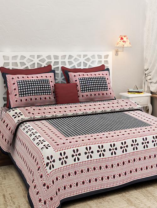 cotton printed king king size bed sheet with 2 pillow covers - 16699446 - Very Small Image - 1