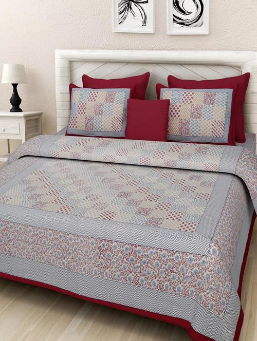 cotton printed king king size bed sheet with 2 pillow covers - 16699448 - Very Small Image - 1