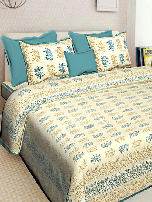 cotton printed king king size bed sheet with 2 pillow covers - 16699452 - Very Small Image - 1