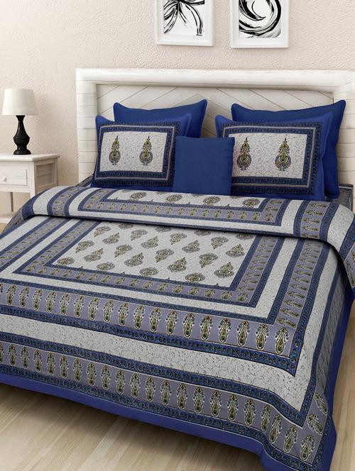 cotton printed king king size bed sheet with 2 pillow covers - 16699457 - Very Small Image - 1