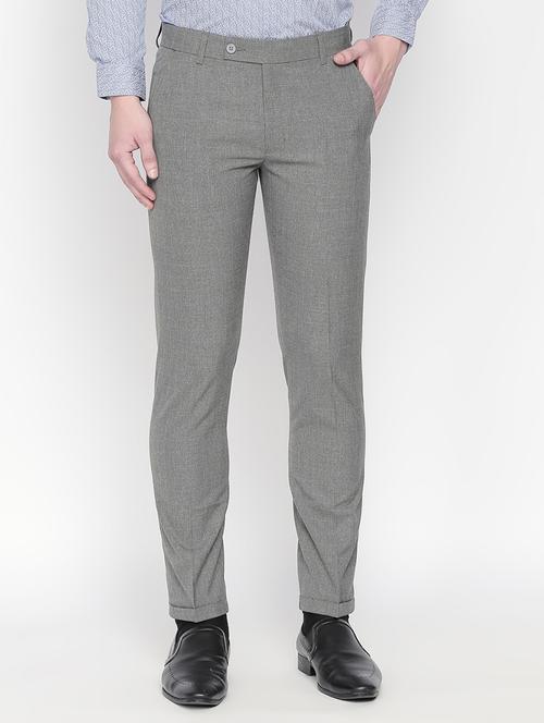 grey checkered flat front formal trouser - 16699728 - Very Small Image - 1
