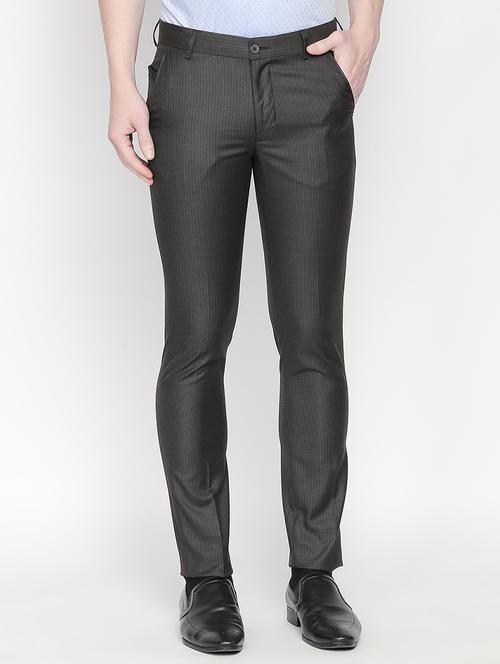 grey striped flat front formal trouser - 16699738 - Very Small Image - 1