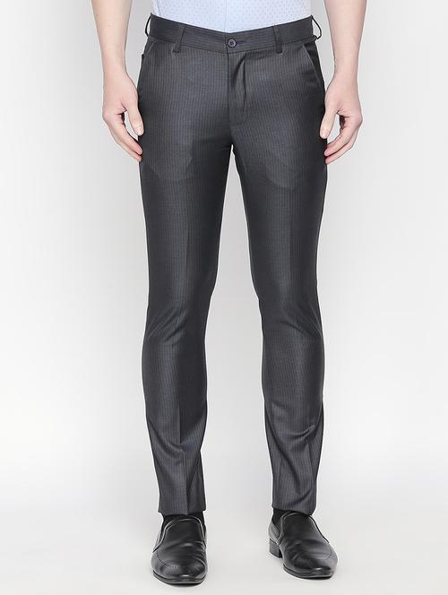 grey striped flat front formal trouser - 16699739 - Very Small Image - 1