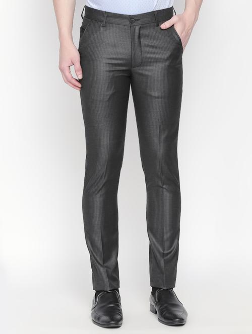 grey striped flat front formal trouser - 16699740 - Very Small Image - 1