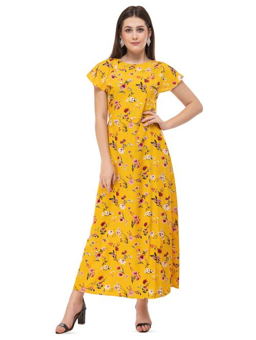 cap sleeved floral maxi dress - 16699880 - Very Small Image - 1