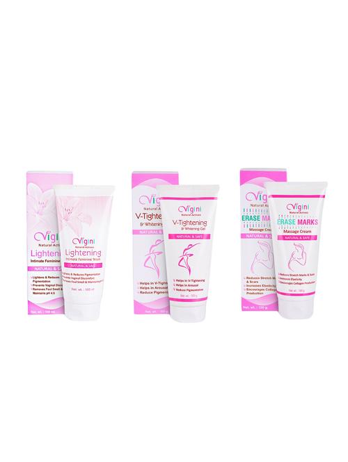 lightening intimate femienine wash +v-tightening & whitening gel + stretch marks cream - 16699964 - Very Small Image - 1