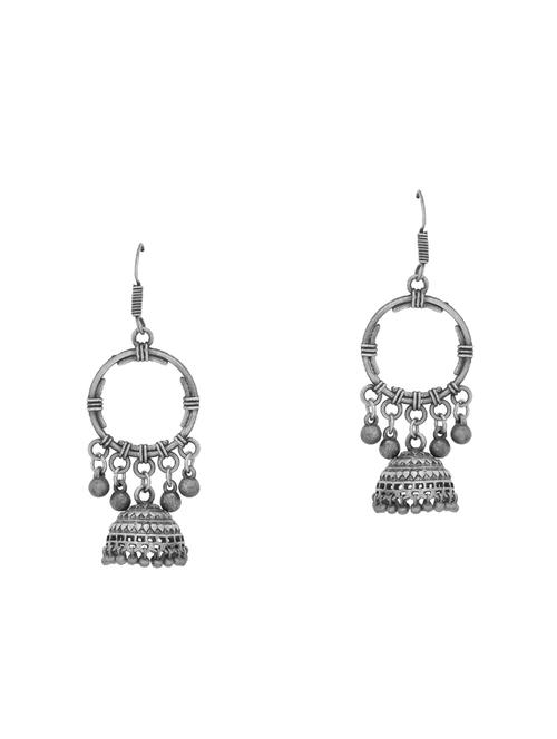 silver brass jhumka earring - 16700060 - Very Small Image - 1