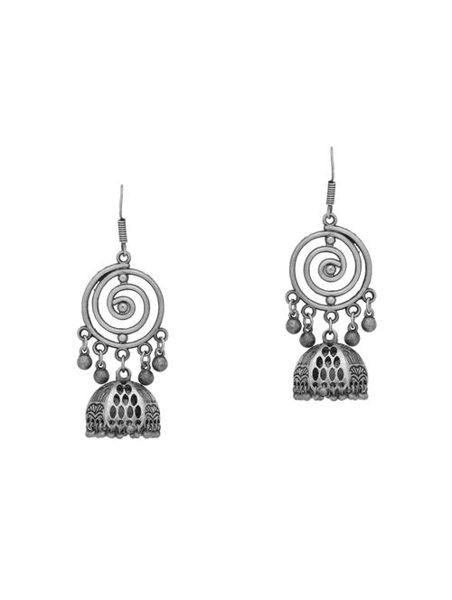 silver brass jhumka earring - 16700064 - Very Small Image - 1