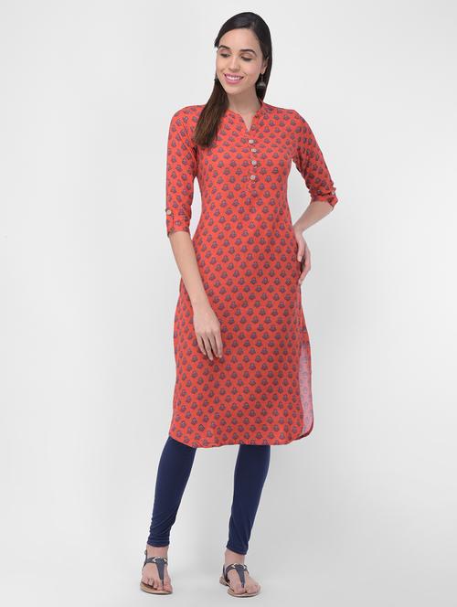 red rayon aline kurta - 16700171 - Very Small Image - 1