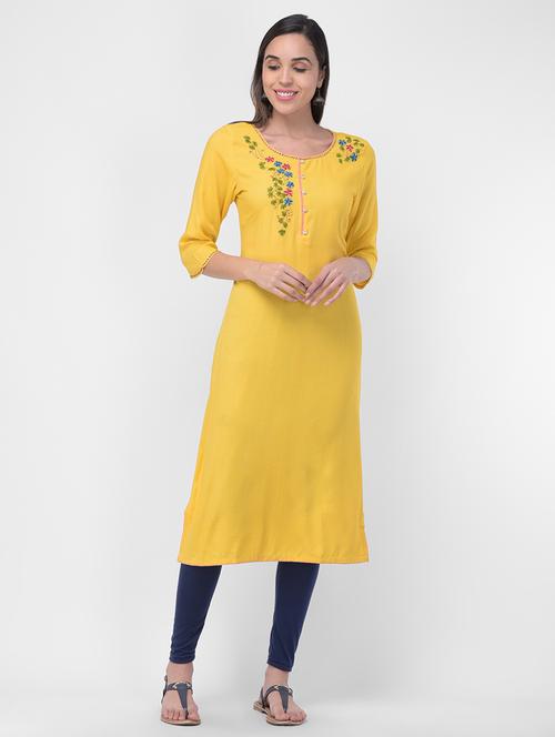 embroidered straight kurta - 16700177 - Very Small Image - 1
