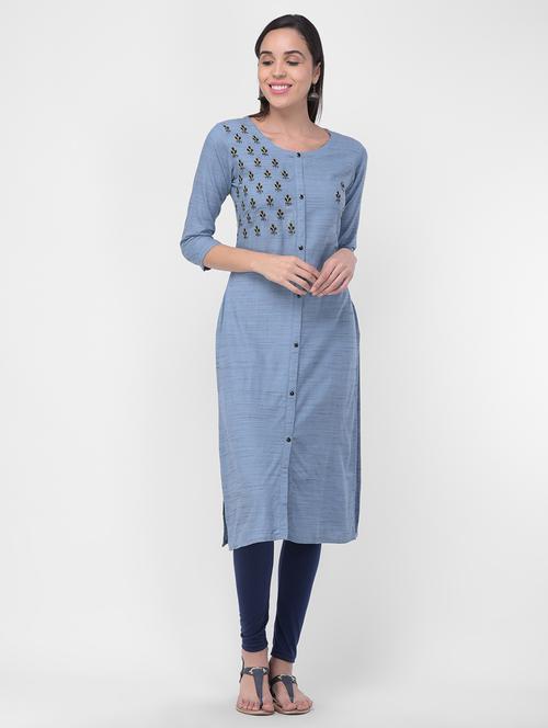 embroidered straight kurta - 16700181 - Very Small Image - 1