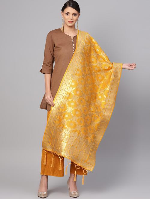 floral banarasi dupatta - 16700518 - Very Small Image - 1