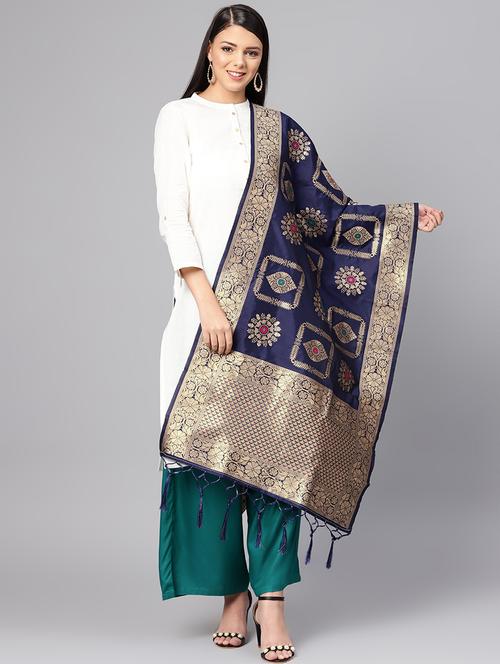 floral banarasi dupatta - 16700527 - Very Small Image - 1