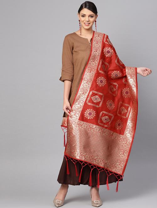 floral banarasi dupatta - 16700530 - Very Small Image - 1