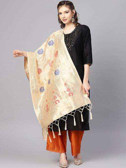floral banarasi dupatta - 16700534 - Very Small Image - 1