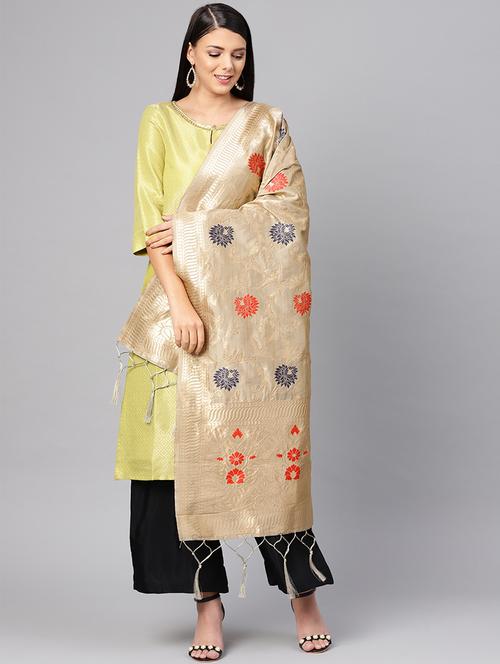 floral banarasi dupatta - 16700536 - Very Small Image - 1