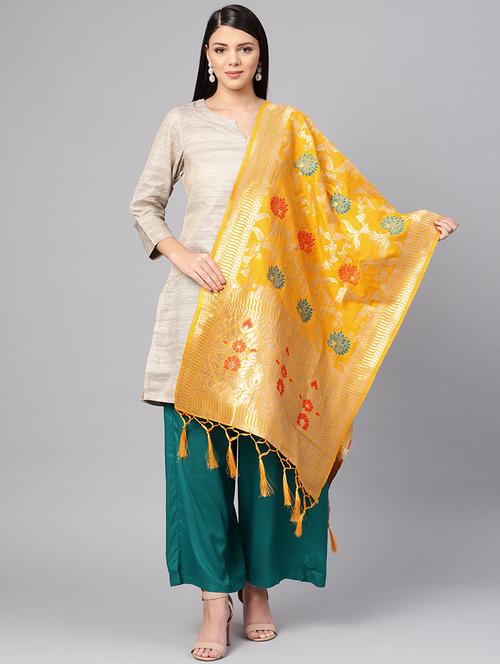floral banarasi dupatta - 16700538 - Very Small Image - 1