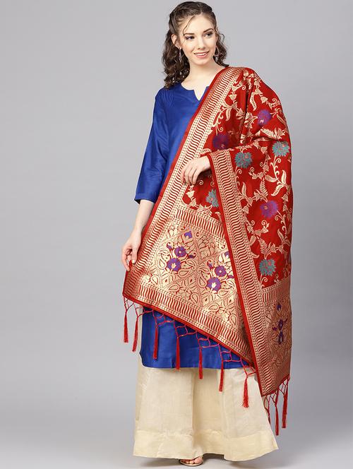floral banarasi dupatta - 16700542 - Very Small Image - 1