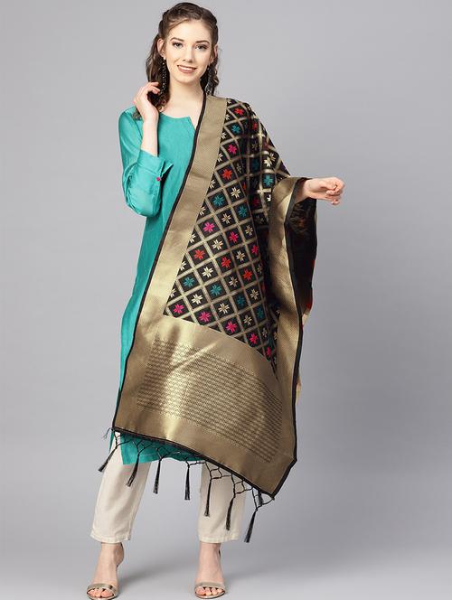 floral banarasi dupatta - 16700544 - Very Small Image - 1