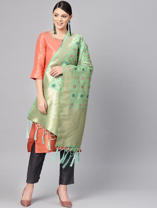 floral banarasi dupatta - 16700545 - Very Small Image - 1