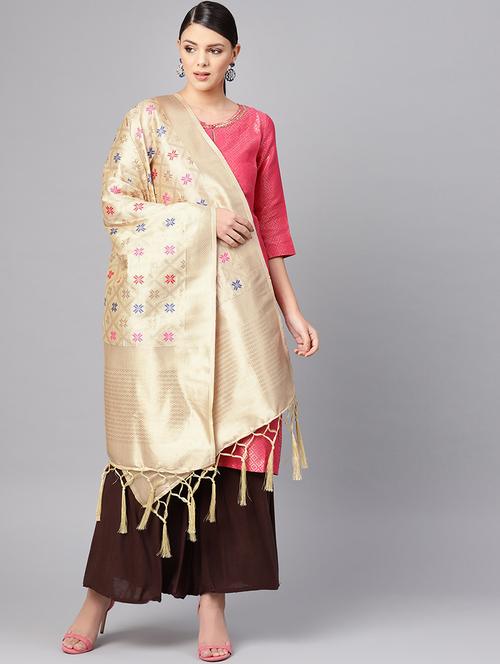floral banarasi dupatta - 16700546 - Very Small Image - 1