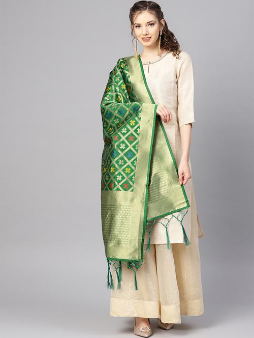 floral banarasi dupatta - 16700547 - Very Small Image - 1