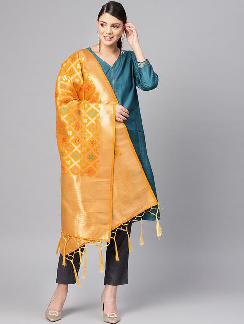 floral banarasi dupatta - 16700550 - Very Small Image - 1