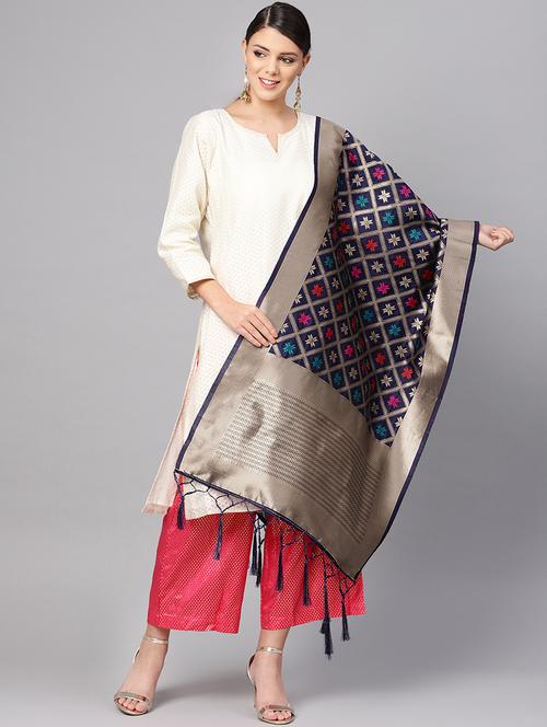 floral banarasi dupatta - 16700551 - Very Small Image - 1