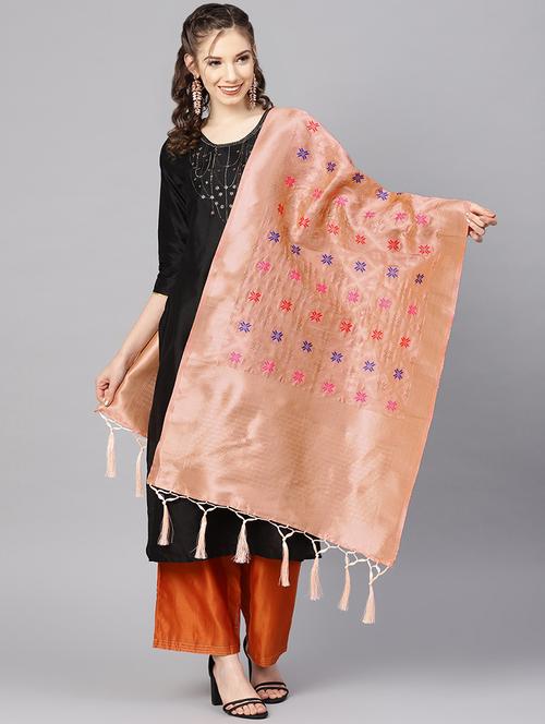 floral banarasi dupatta - 16700552 - Very Small Image - 1
