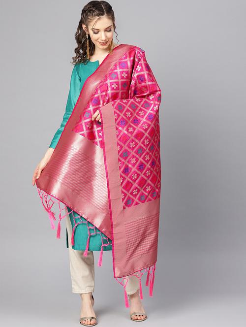floral banarasi dupatta - 16700555 - Very Small Image - 1