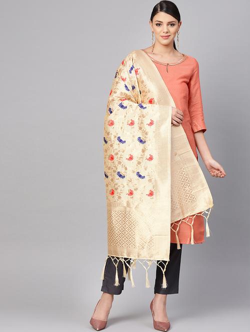 floral banarasi dupatta - 16700558 - Very Small Image - 1