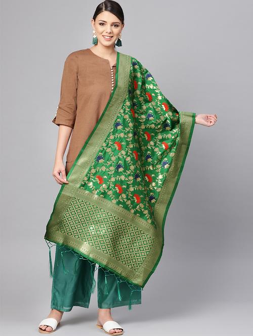 floral banarasi dupatta - 16700559 - Very Small Image - 1