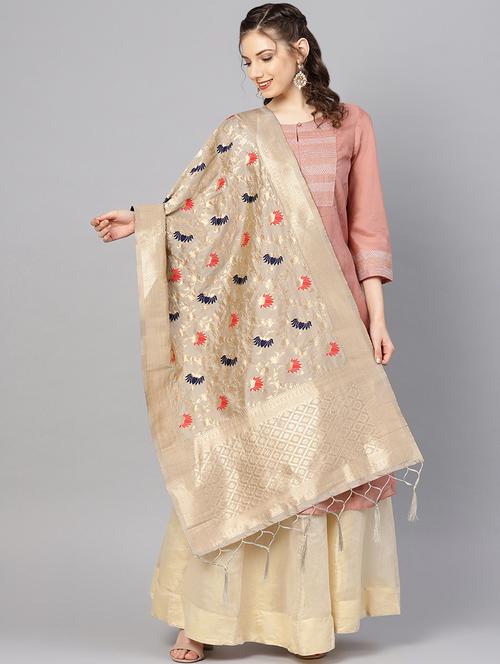 floral banarasi dupatta - 16700560 - Very Small Image - 1