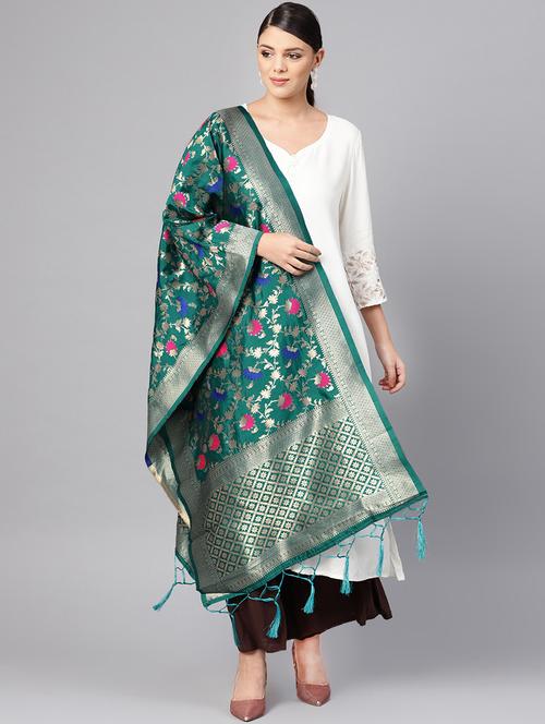 floral banarasi dupatta - 16700565 - Very Small Image - 1