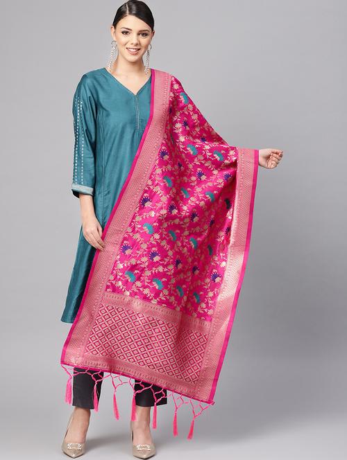 floral banarasi dupatta - 16700567 - Very Small Image - 1